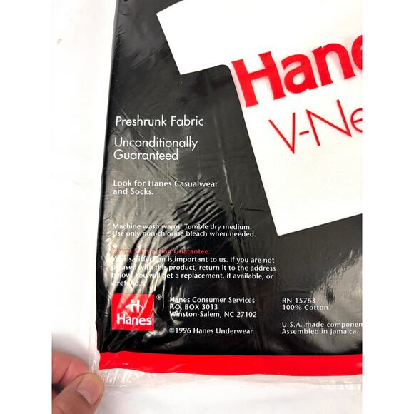 Vintage Hanes V Neck T-Shirts 3 Pack- XL 46-48 Men's Undershirts White NEW - Picture 2 of 11